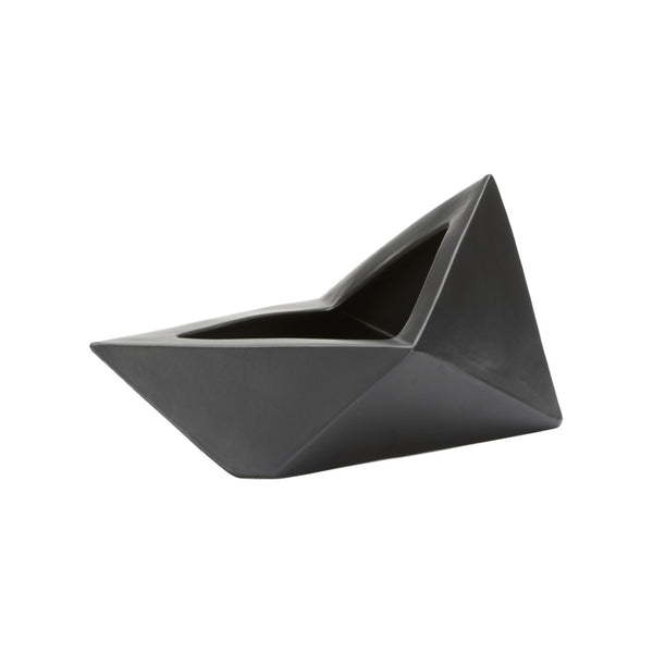 Wildwood Origami Vase Crafted In Japan — Sculptural Faceted Form For Ikebana, Tabletop Bouquets, Modern Decor Black 302624