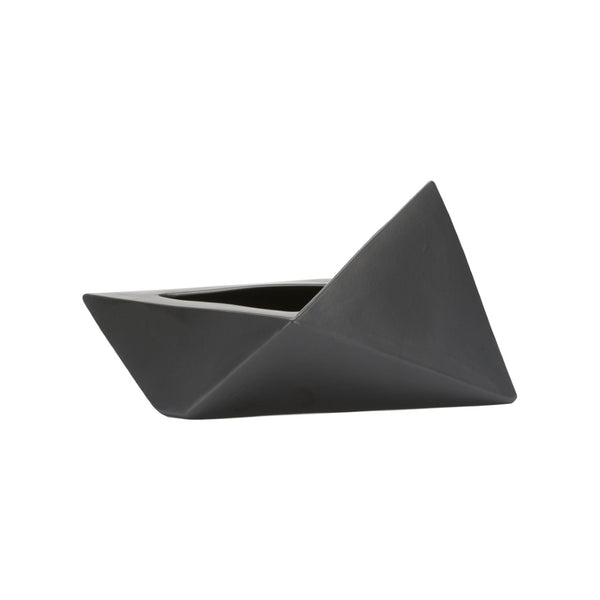 Wildwood Origami Vase Crafted In Japan — Sculptural Faceted Form For Ikebana, Tabletop Bouquets, Modern Decor Black 302624