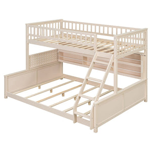 English Elm Twin Xl Over Queen Bunk Bed with Led Lighting Shelving and Pegboard Pinewood Frame Beige LT000280AAA