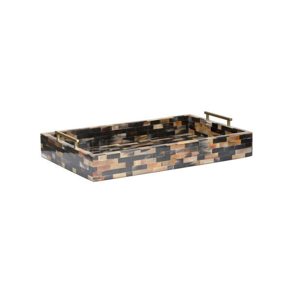 Wildwood Grayson Natural Horn Tray With Geometric Pattern — Large 24" Sculptural Serving & Decorative Catchall 302648