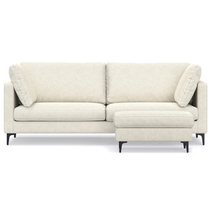 English Elm Ava 90" Mid-Century Sofa with Ottoman Set — Eco Performance Fabric, Feather-Top Cushions, Sturdy Frame Cream B136P199265