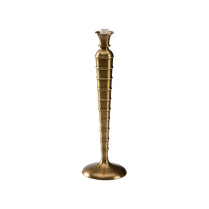 Wildwood Charlotte Brass Candlestick — Timeless Tapered Silhouette With Ribbed Texture, Weighted Base For Stability 16h x 5w x 5d 302654
