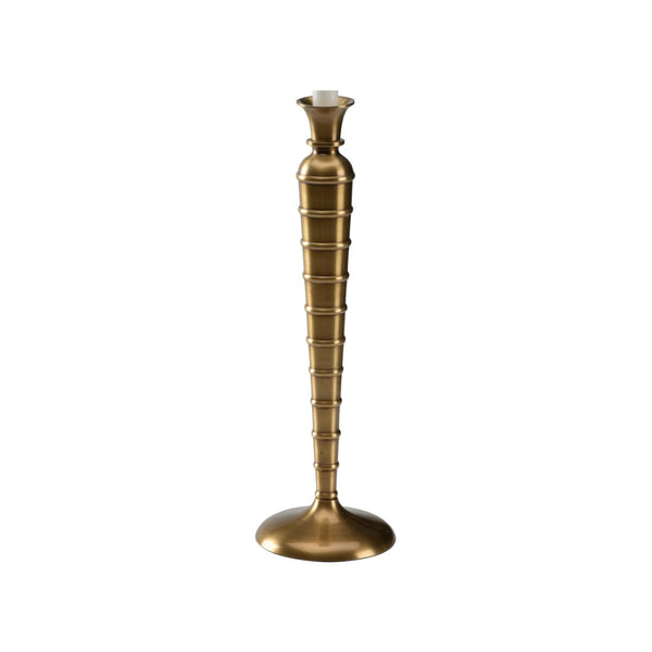 Wildwood Charlotte Brass Candlestick — Timeless Tapered Silhouette With Ribbed Texture, Weighted Base For Stability 16h x 5w x 5d 302654