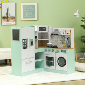 English Elm Qaba Corner Kids Kitchen Playset with Lights Sounds Chalkboard and Ice Maker W2225P249827