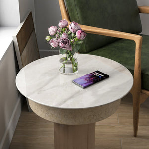 English Elm 30"inch Round Tempered Glass Tabletop Marble Pattern Indoor Outdoor Patio Dining Gray W241P361473