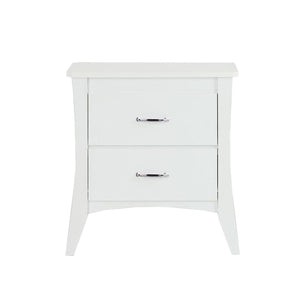 English Elm MDF Modern White Nightstand with 2 Full-Size Drawers, PVC Veneer, Brushed Handles, Space-Saving Design B016P253796