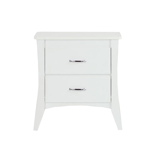 English Elm MDF Modern White Nightstand with 2 Full-Size Drawers, PVC Veneer, Brushed Handles, Space-Saving Design B016P253796