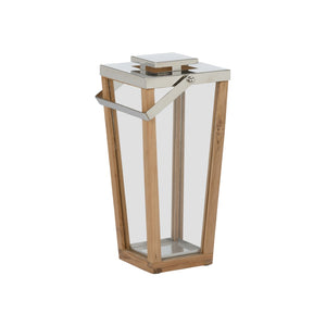 Wildwood Lanai Teak And Glass Hurricane Sm — Weather-Resistant Teak, Polished Nickel Accents, Versatile Ambiance 302770