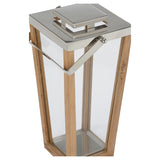 Lanai Teak and Glass Hurricane Brown, Silver 302770-WILDWOOD Wildwood