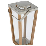 Lanai Teak and Glass Hurricane Brown, Silver 302772-WILDWOOD Wildwood