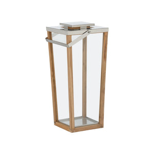 Lanai Teak and Glass Hurricane Brown, Silver 302772-WILDWOOD Wildwood