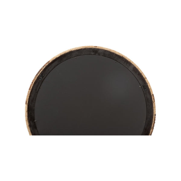 Wildwood Calusa Round Abaca Mirror With Warm Wood Frame — 33.5" Artisan Woven Accent For Coastal & Modern Homes 302776