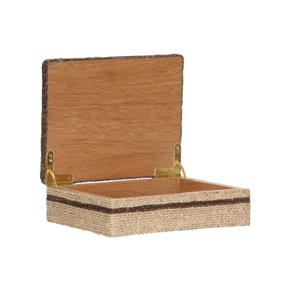 Wildwood Calusa Handcrafted Abaca Rope Storage Box With Hinged Lid — Large Decorative Organizer For Homes 2h x 9w x 7d 302777