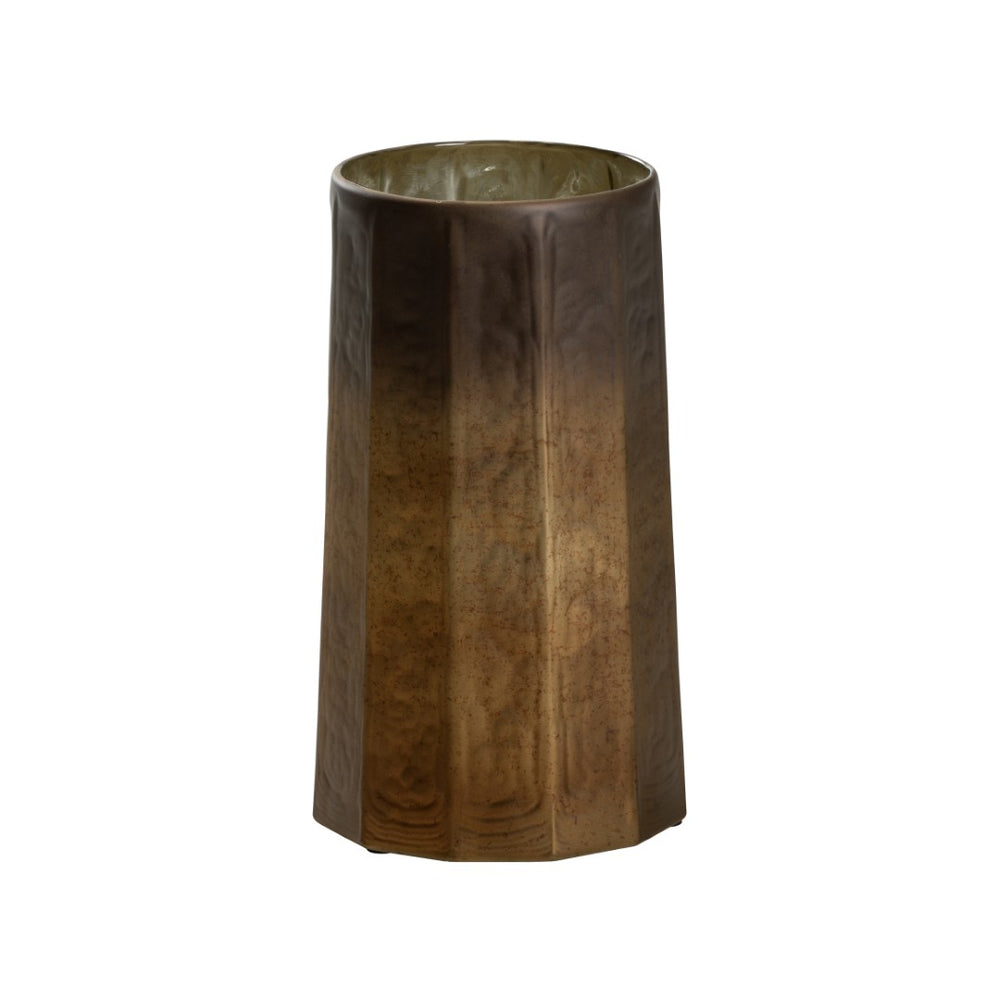 Wildwood Anniston Mouth-Blown Tuscan Gold Hurricane Vase — Artisanal, Watertight Centerpiece For Cozy Elegance 14h x 7w x 7d 302789