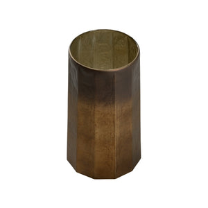 Wildwood Anniston Mouth-Blown Tuscan Gold Hurricane Vase — Artisanal, Watertight Centerpiece For Cozy Elegance 14h x 7w x 7d 302789