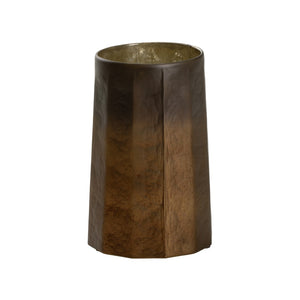 Wildwood Anniston Mouth-Blown Tuscan Gold Hurricane Vase — Artisanal, Watertight Centerpiece For Cozy Elegance 10.5h x 7w x 7d 302790