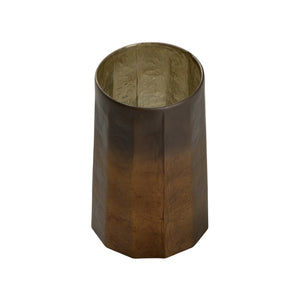 Wildwood Anniston Mouth-Blown Tuscan Gold Hurricane Vase — Artisanal, Watertight Centerpiece For Cozy Elegance 10.5h x 7w x 7d 302790