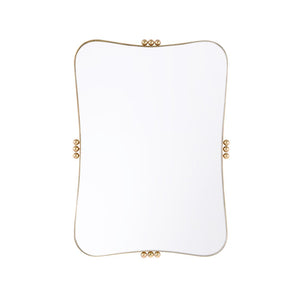 Wildwood Rialto Antique Brass Mirror With Soft Contours And Brass Ball Accents, 34" X 24", Horizontal/Vertical 302793