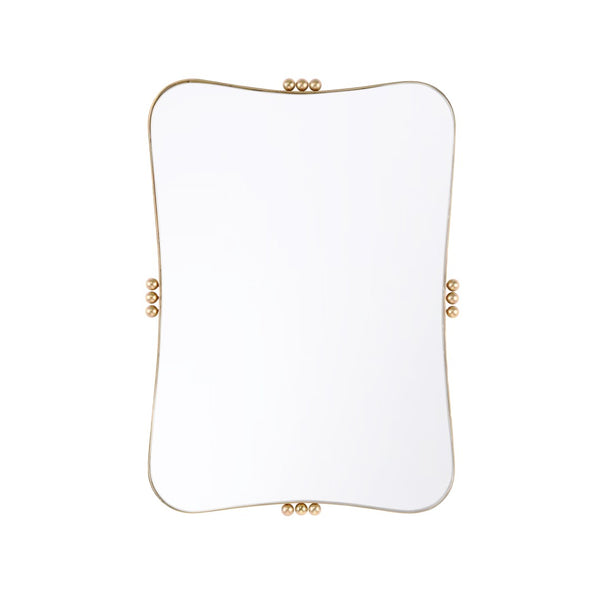 Wildwood Rialto Antique Brass Mirror With Soft Contours And Brass Ball Accents, 34" X 24", Horizontal/Vertical 302793