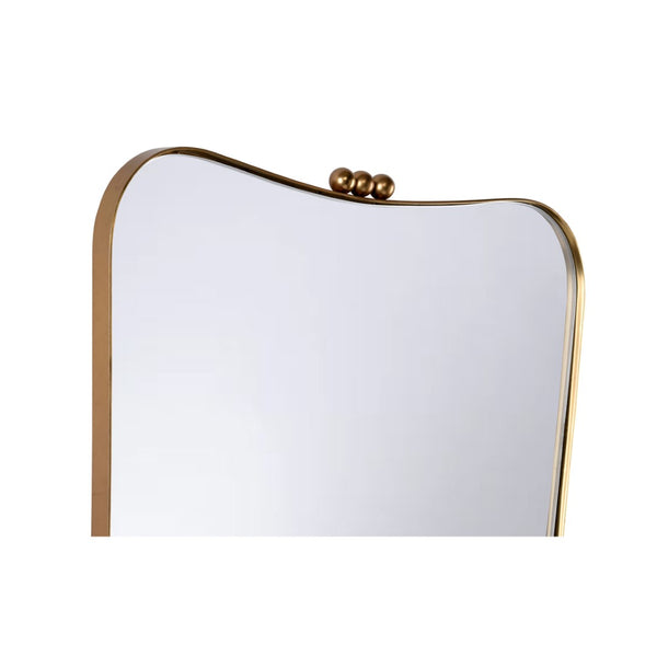 Wildwood Rialto Antique Brass Mirror With Soft Contours And Brass Ball Accents, 34" X 24", Horizontal/Vertical 302793