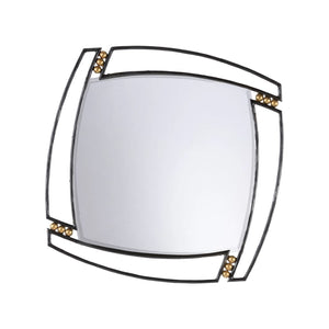 Wildwood Roxy Asymmetric Open-Frame Mirror With Black Iron And Antique Brass Accents For Modern Interiors 29.5h x 29.5w x 1.5d 302795