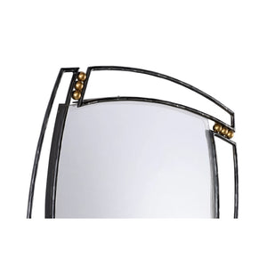 Wildwood Roxy Asymmetric Open-Frame Mirror With Black Iron And Antique Brass Accents For Modern Interiors 29.5h x 29.5w x 1.5d 302795