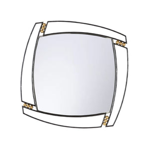 Wildwood Roxy Asymmetric Open-Frame Mirror With Black Iron And Antique Brass Accents For Modern Interiors 39h x 39w x 1.5d 302796