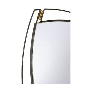 Wildwood Roxy Asymmetric Open-Frame Mirror With Black Iron And Antique Brass Accents For Modern Interiors 39h x 39w x 1.5d 302796