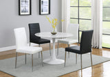 English Elm Set Of 4 Leatherette Upholstered Dining Chairs, Black and Chrome