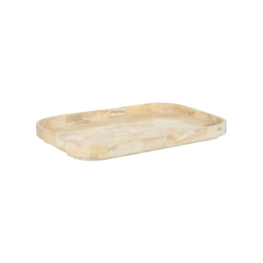 Wildwood Ottoman Solid Natural White Stone Tray — Oversized 36.5" X 24", Rounded Edges, Durable Elegant Centerpiece 302800