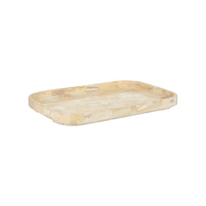 Wildwood Ottoman Solid Natural White Stone Tray — Oversized 36.5" X 24", Rounded Edges, Durable Elegant Centerpiece 302800