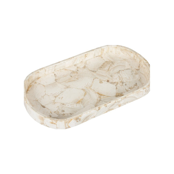 Wildwood Collector's White Stone Tray — Hand-Polished Marbled Centerpiece, Durable 28.5" X 16.5" Display Assistant 302801