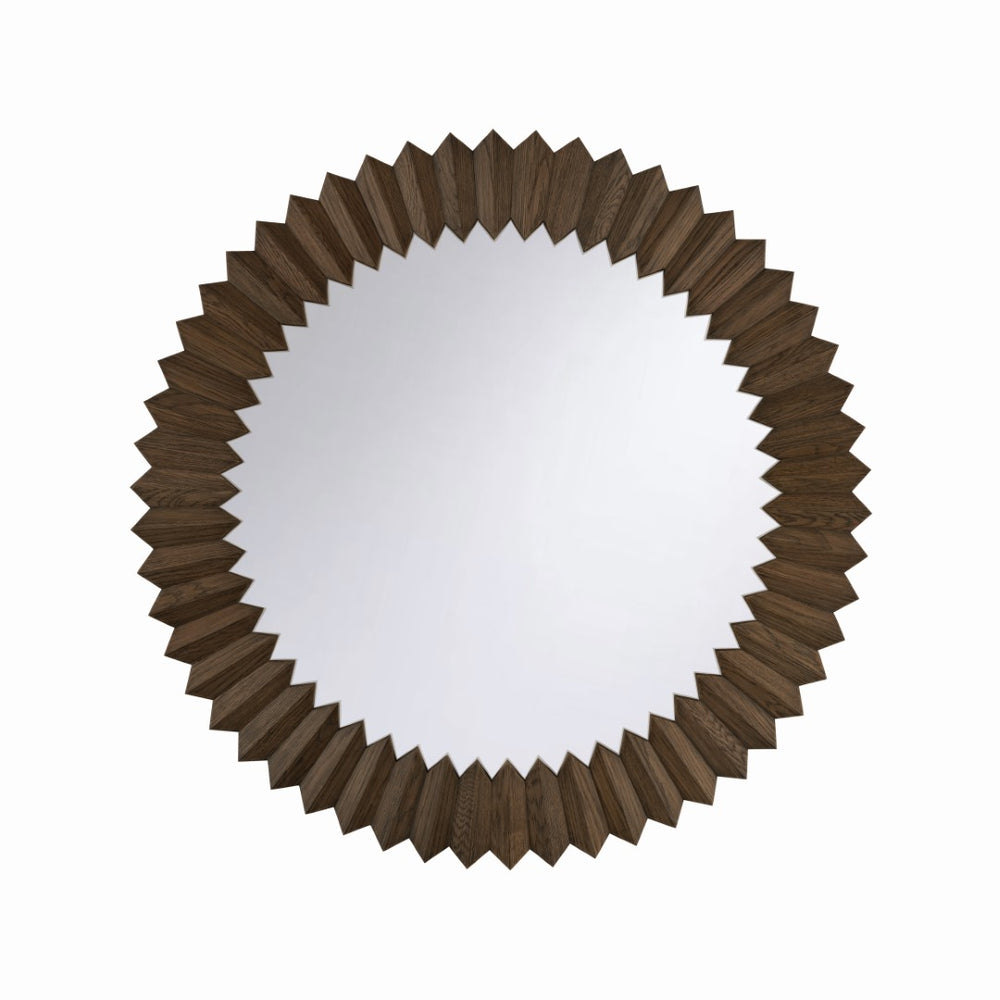 Wildwood Stax Sculptural Mirror With Driftwood Ash Frame — 54" Square Stacked Ridged Design For Entryway Decor 302802