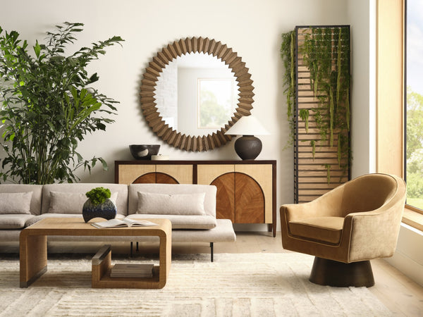 Wildwood Stax Sculptural Mirror With Driftwood Ash Frame — 54" Square Stacked Ridged Design For Entryway Decor 302802