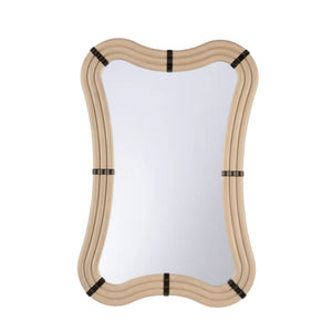 Wildwood Perret Curved White Oak Mirror With Coffee-Bronze Accents — 48"X32" Organic Frame, Timeless Flair 302803