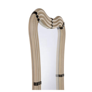 Wildwood Perret Curved White Oak Mirror With Coffee-Bronze Accents — 48"X32" Organic Frame, Timeless Flair 302803