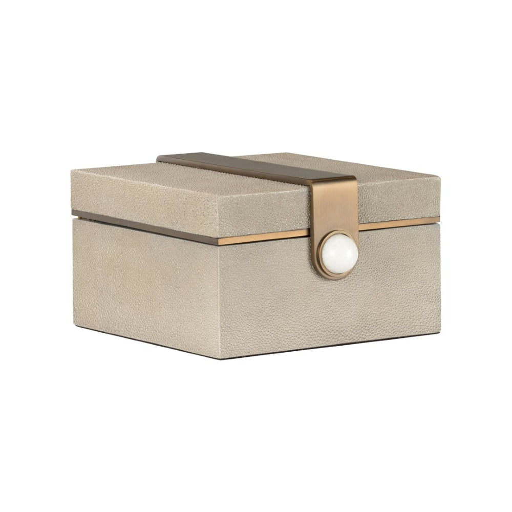 Wildwood Steven Textured Shagreen Box With Marble Accent & Felt-Lined Interior — Luxe Jewelry Storage, 6X10x11" 302806