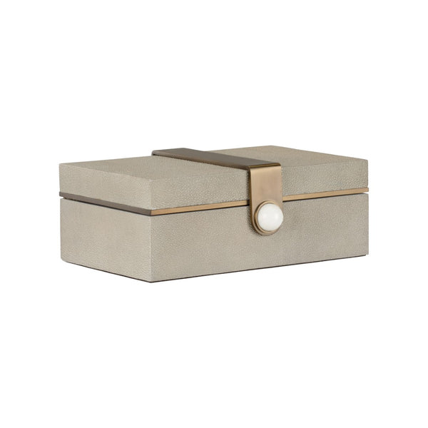 Wildwood Steven Rectangular Shagreen Box With Marble & Coffee Bronze Accents — Felt-Lined Jewelry Keepsake Organizer 302807