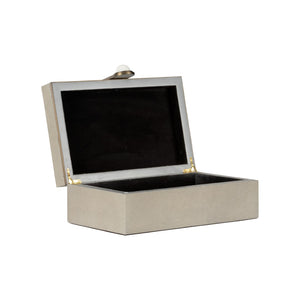 Wildwood Steven Rectangular Shagreen Box With Marble & Coffee Bronze Accents — Felt-Lined Jewelry Keepsake Organizer 302807