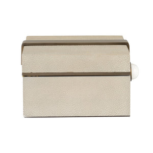 Wildwood Steven Rectangular Shagreen Box With Marble & Coffee Bronze Accents — Felt-Lined Jewelry Keepsake Organizer 302807