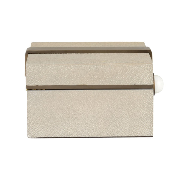 Wildwood Steven Rectangular Shagreen Box With Marble & Coffee Bronze Accents — Felt-Lined Jewelry Keepsake Organizer 302807