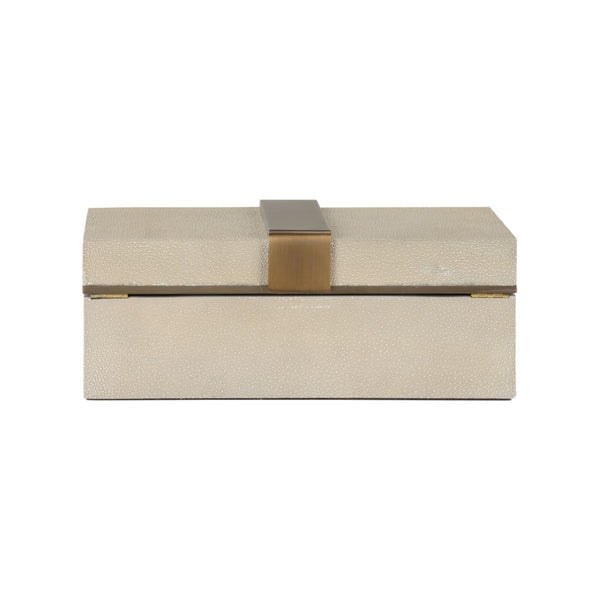 Wildwood Steven Rectangular Shagreen Box With Marble & Coffee Bronze Accents — Felt-Lined Jewelry Keepsake Organizer 302807