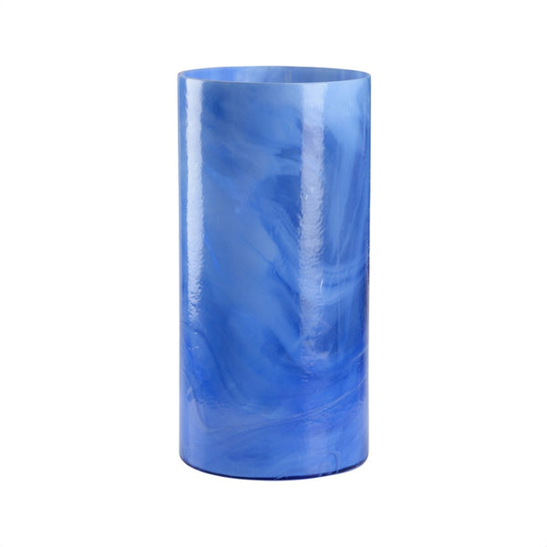 Wildwood Bella Blue Large Handcrafted Swirled Glass Vase & Candleholder, 20" H Coastal Accent For Home Decor 302808