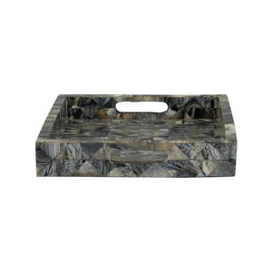 Wildwood Greer Bone Inlay Tray — Large Hand-Assembled Geometric Accent For Serving, Styling, And Displaying Elegance 2.5h x 18.25w x 12.25d 302810