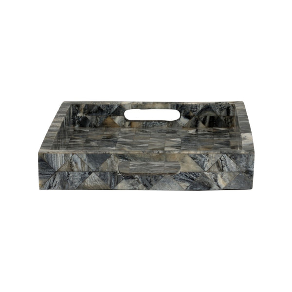 Wildwood Greer Bone Inlay Tray — Large Hand-Assembled Geometric Accent For Serving, Styling, And Displaying Elegance 2.5h x 18.25w x 12.25d 302810