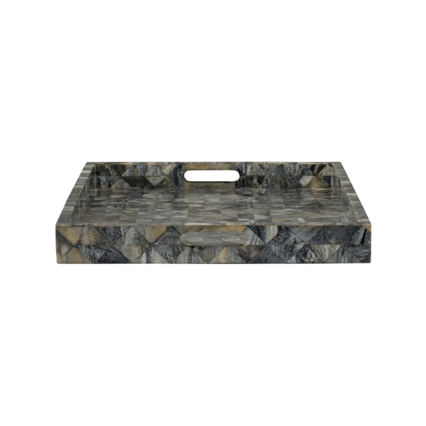 Wildwood Greer Bone Inlay Tray — Large Hand-Assembled Geometric Accent For Serving, Styling, And Displaying Elegance 2.5h x 23.25w x 17d 302811