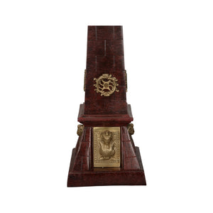 Wildwood Victory Obelisk Sculptural Accent With Faux Cherry Stone Metal Finish And Antique Brass Embellishments Red 302813