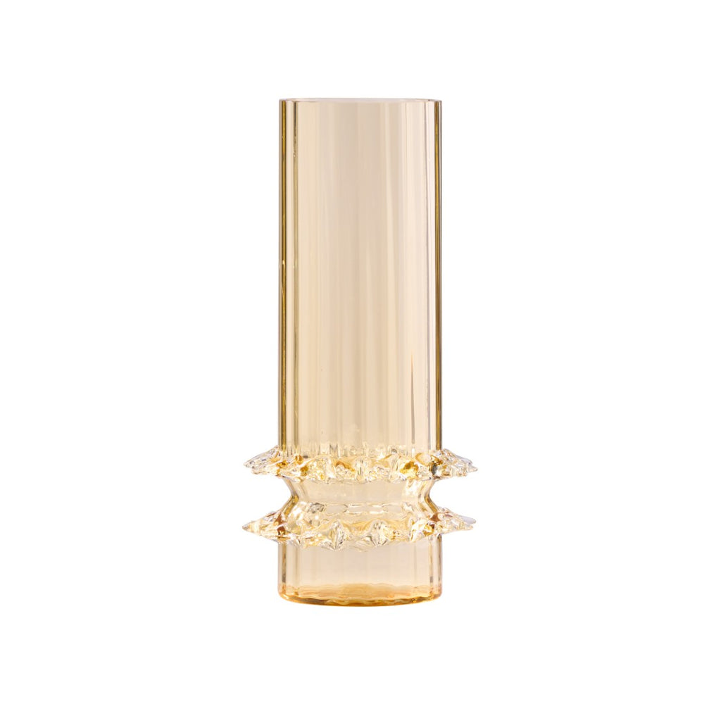 Wildwood Maria Mouth-Blown Vase Amber — Handcrafted Italian Glass 14" Tall, Sculptural Textured Base Accent 302817