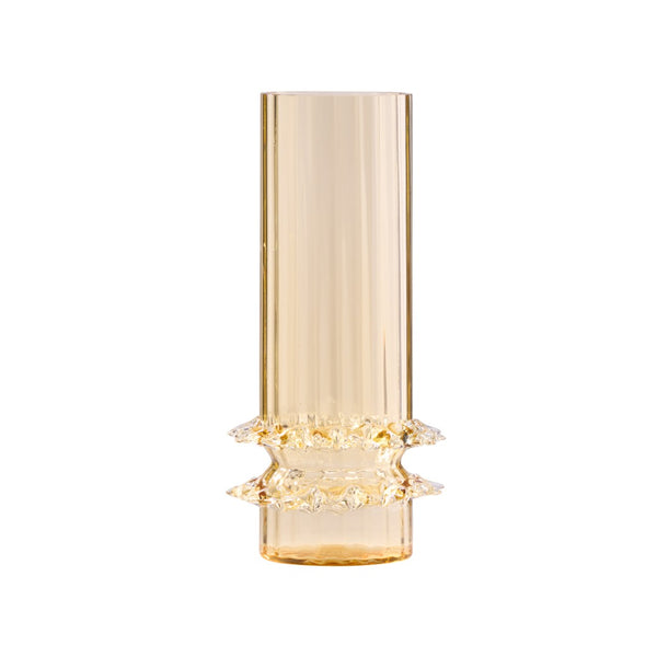 Wildwood Maria Mouth-Blown Vase Amber — Handcrafted Italian Glass 14" Tall, Sculptural Textured Base Accent 302817