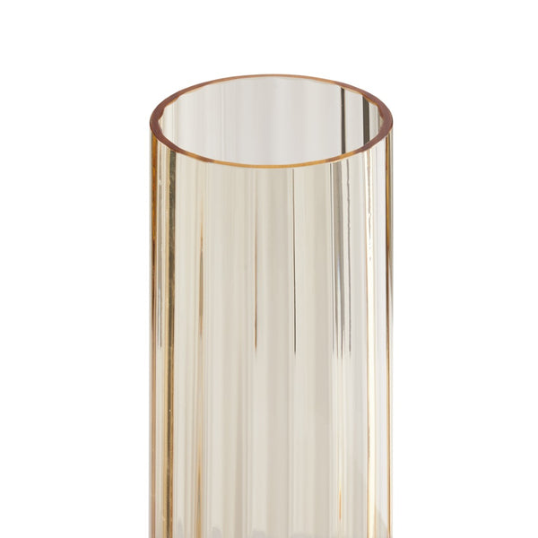 Wildwood Maria Vase Luminous Amber Glass Centerpiece — Mouth-Blown Italian Artistry With Textured Sculptural Base, 14" Tall Brown 302818